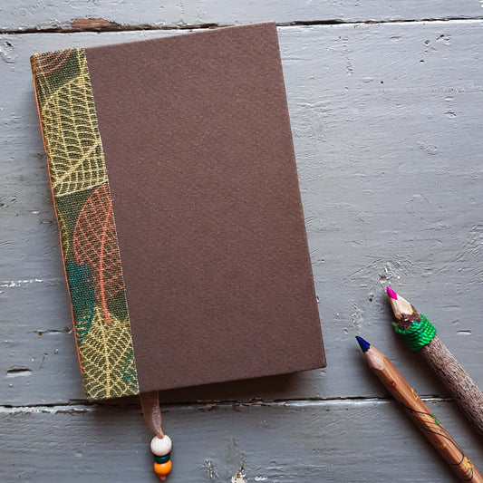 Fabric Spine Notebook Brown