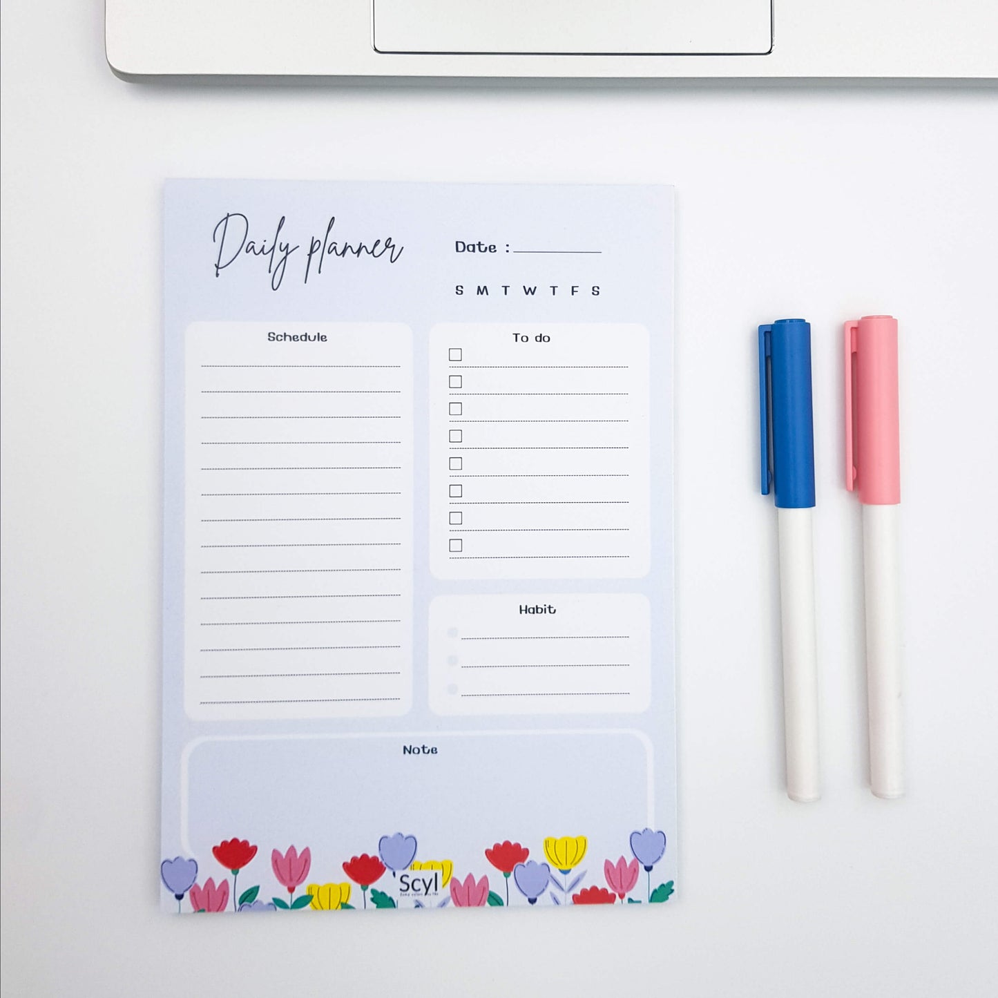 Floral Garden Daily Planner - Blue