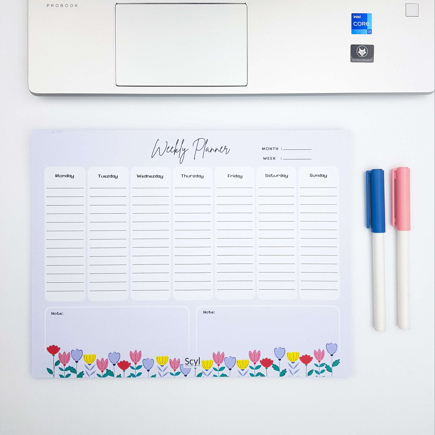 Floral Garden Weekly Planner - Blue