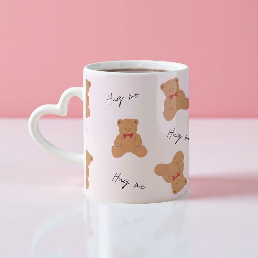 Hug Me Teddy - Heart Handle Mug