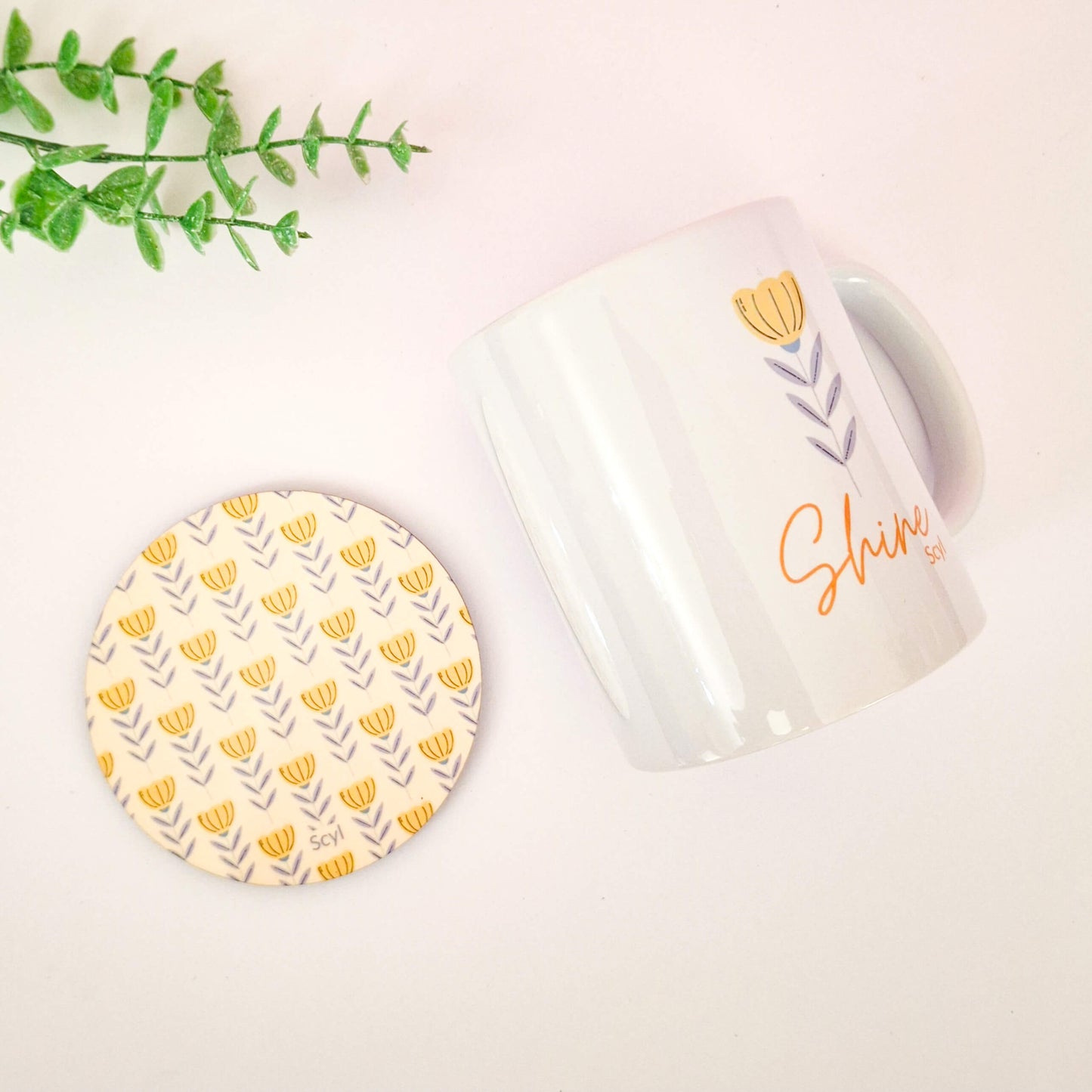 Floral Collection Set ( 4 Mugs + 4 Coasters )