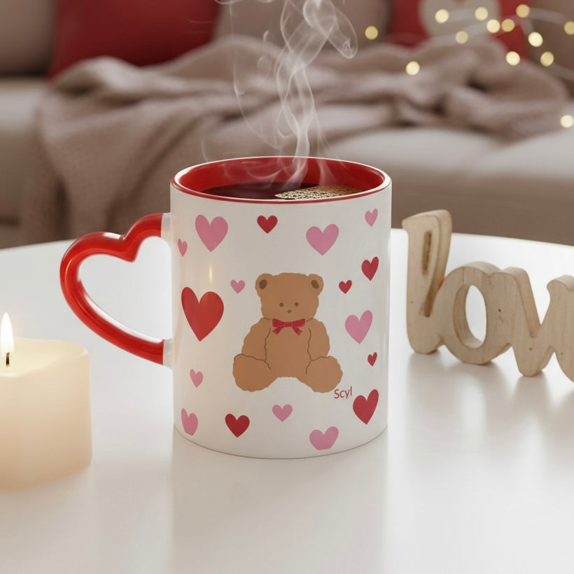 Teddy Bear - Heart Handle Mug
