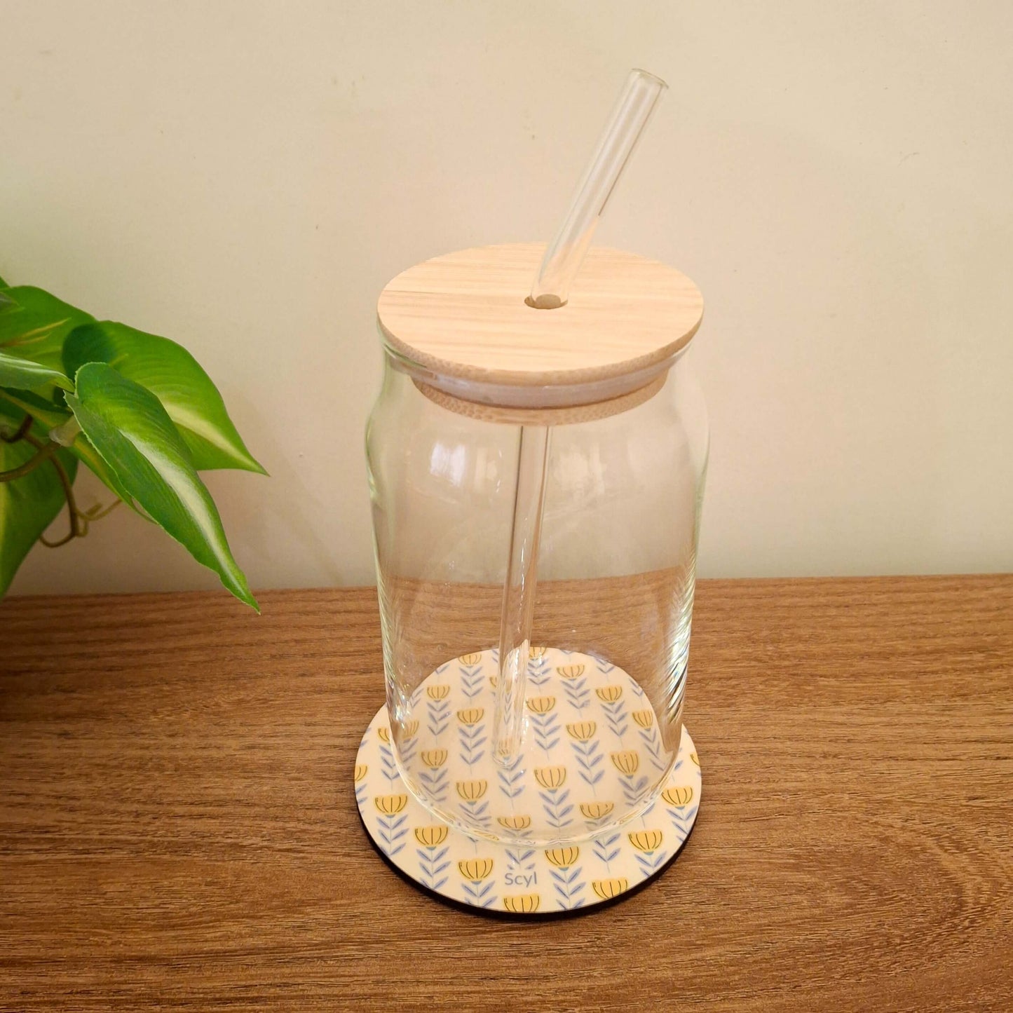 Bamboo Cup + Shiny Flower Coaster