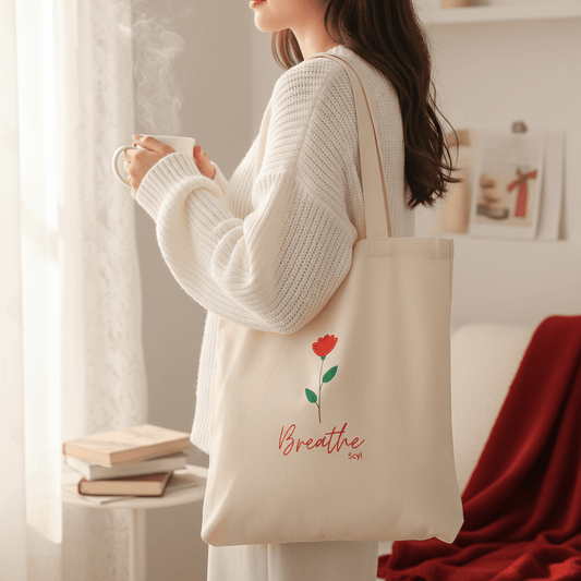 Breathy Flower Tote Bag
