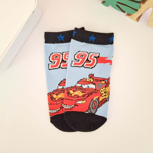 Cars Socks - Baby Blue & Black - Age 7-9