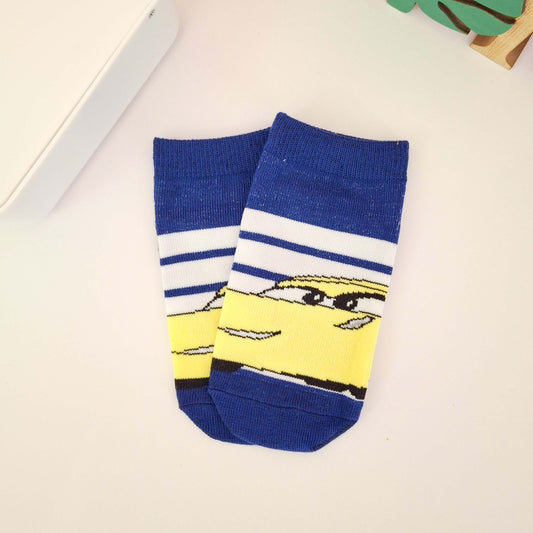 Cars Socks - White & Blue - Age 7-9