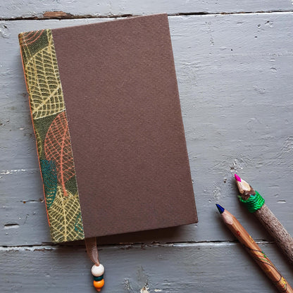 Fabric Spine Notebook Brown