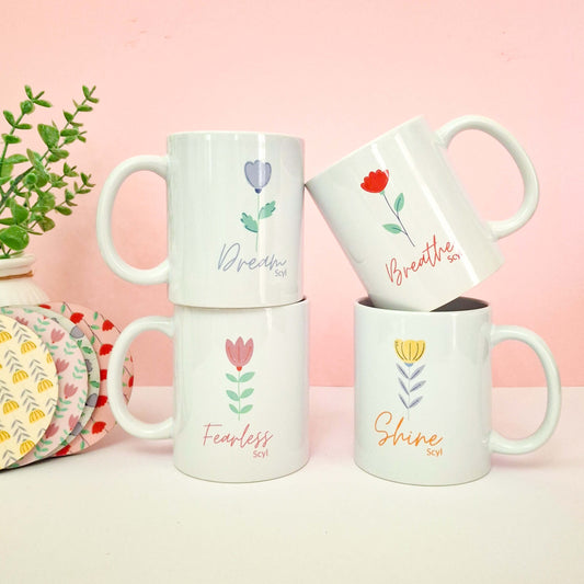 Floral Collection Set ( 4 Mugs + 4 Coasters )