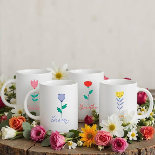 Floral Collection Set ( 4 Mugs + 4 Coasters )