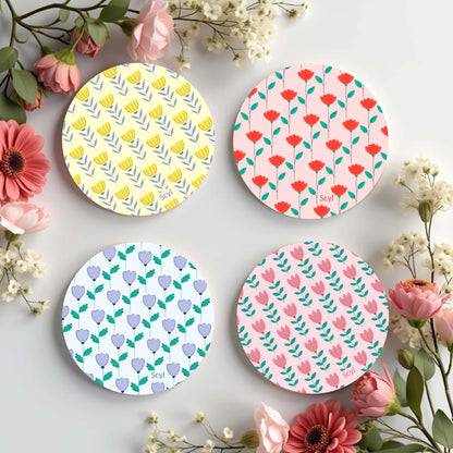 Floral Collection Set ( 4 Mugs + 4 Coasters )
