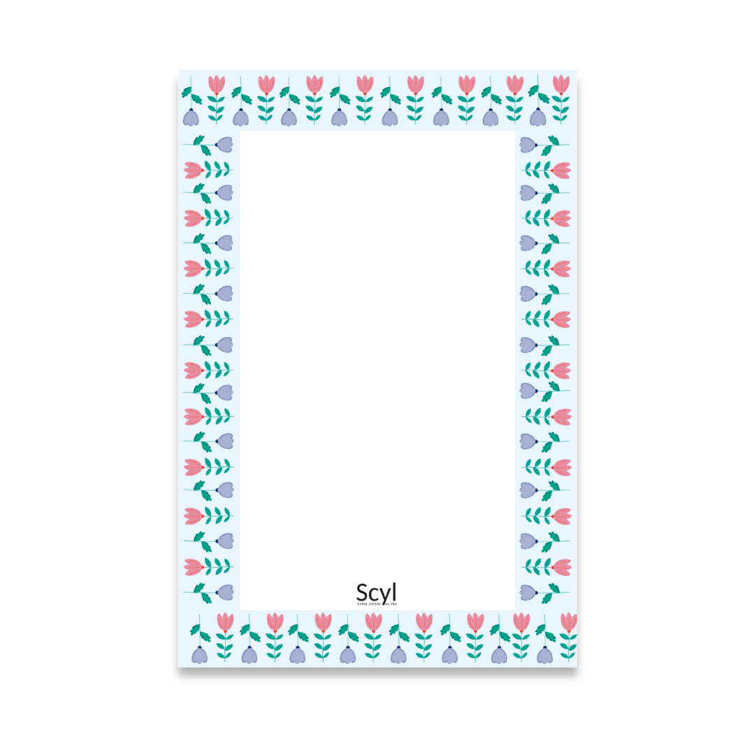 Floral Frame Notepad - Light Blue
