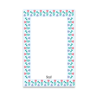 Floral Frame Notepad - Light Blue