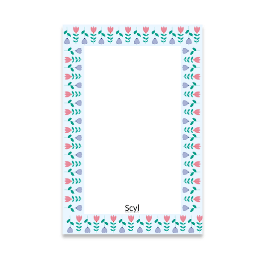 Floral Frame Notepad - Light Blue