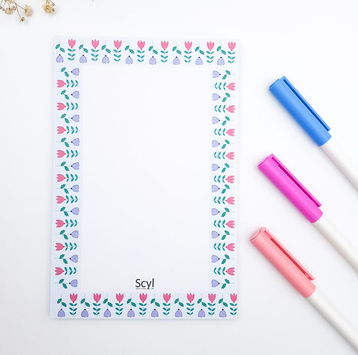 Floral Frame Notepad - Light Blue