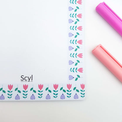 Floral Frame Notepad - Light Blue