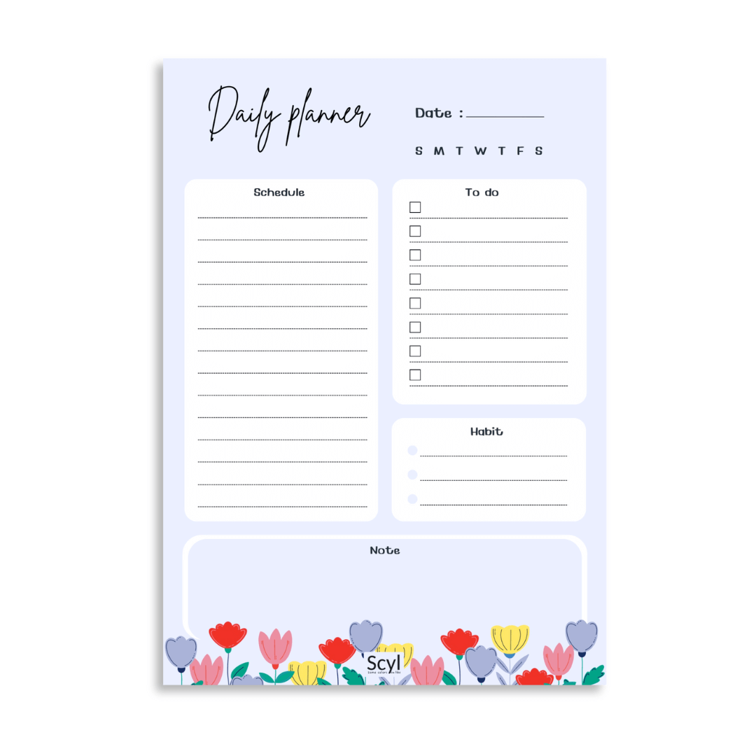 Floral Garden Daily Planner - Blue