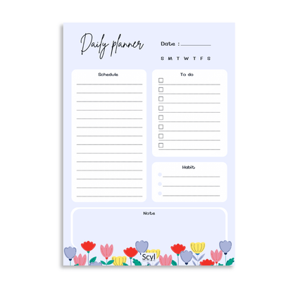 Floral Garden Daily Planner - Blue
