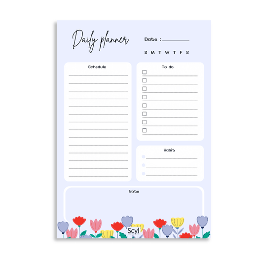Floral Garden Daily Planner - Blue