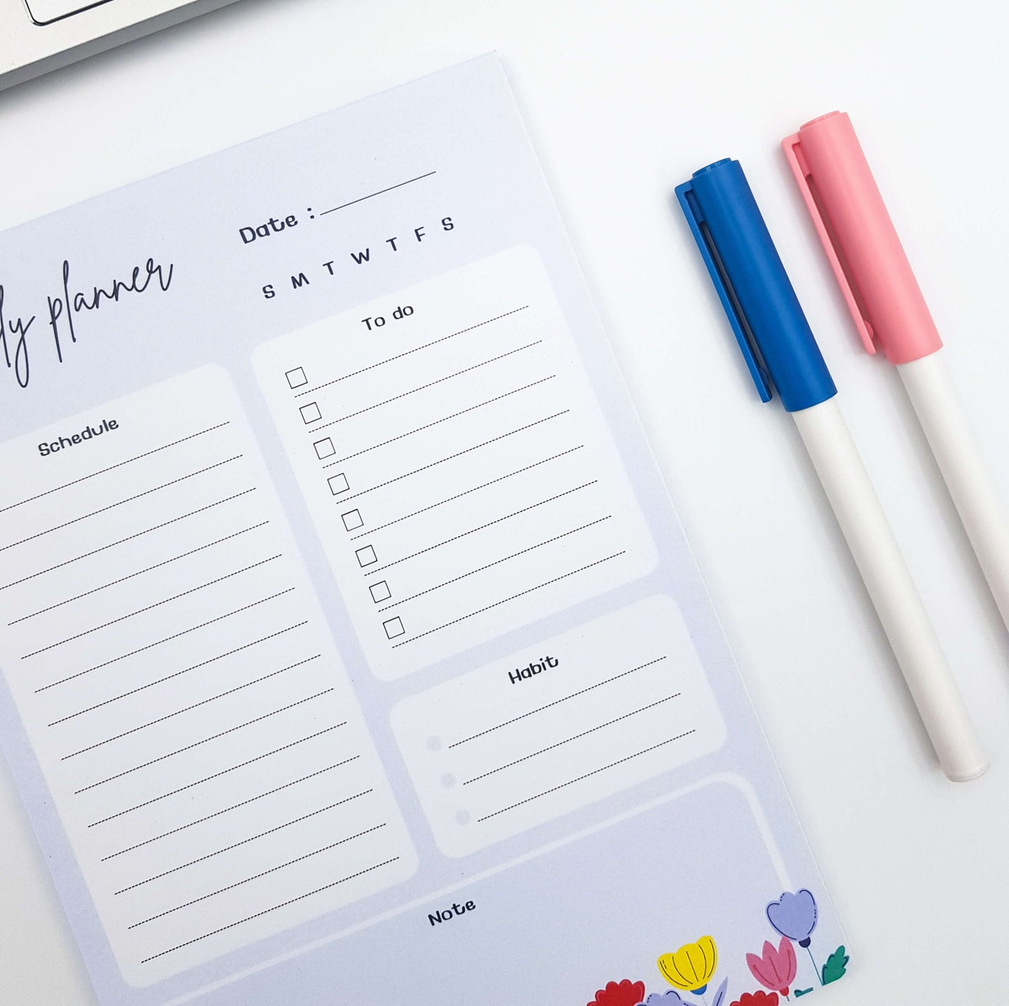 Floral Garden Daily Planner - Blue