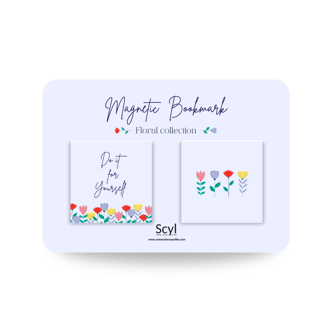 Floral Garden Magnetic Bookmark - Blue