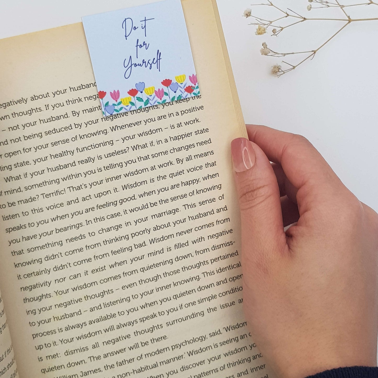 Floral Garden Magnetic Bookmark - Blue