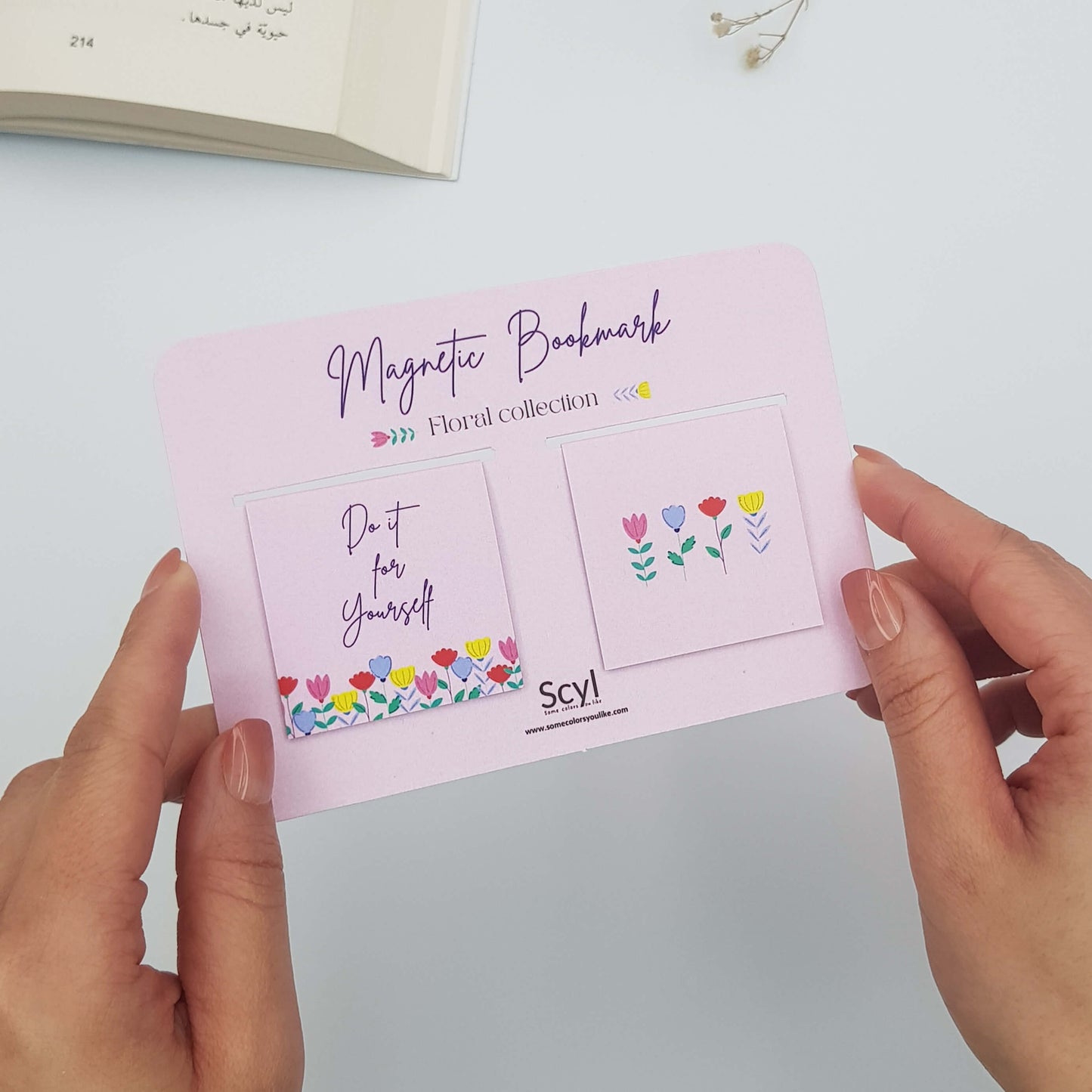 Floral Garden Magnetic Bookmark - Pink