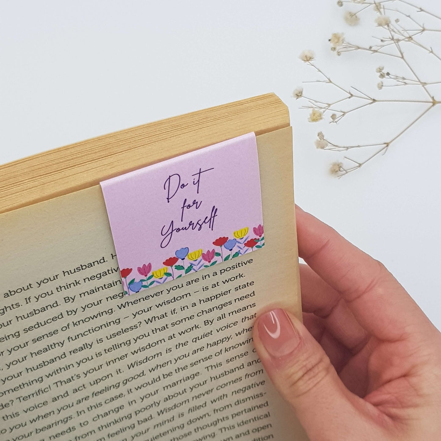 Floral Garden Magnetic Bookmark - Pink