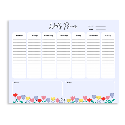 Floral Garden Weekly Planner - Blue