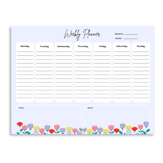Floral Garden Weekly Planner - Blue