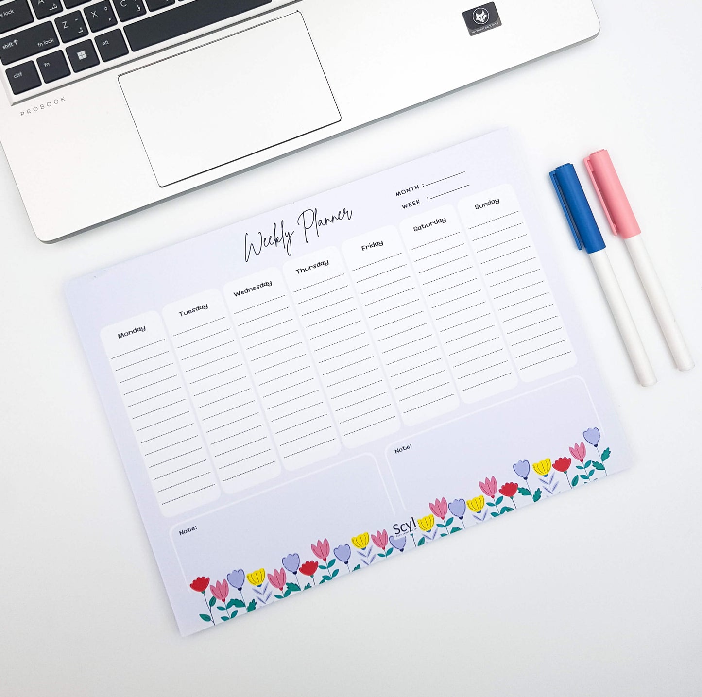 Floral Garden Weekly Planner - Blue