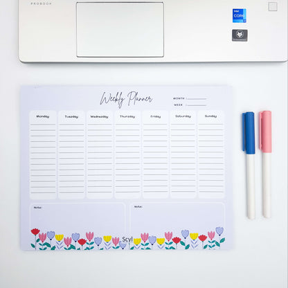 Floral Garden Weekly Planner - Blue