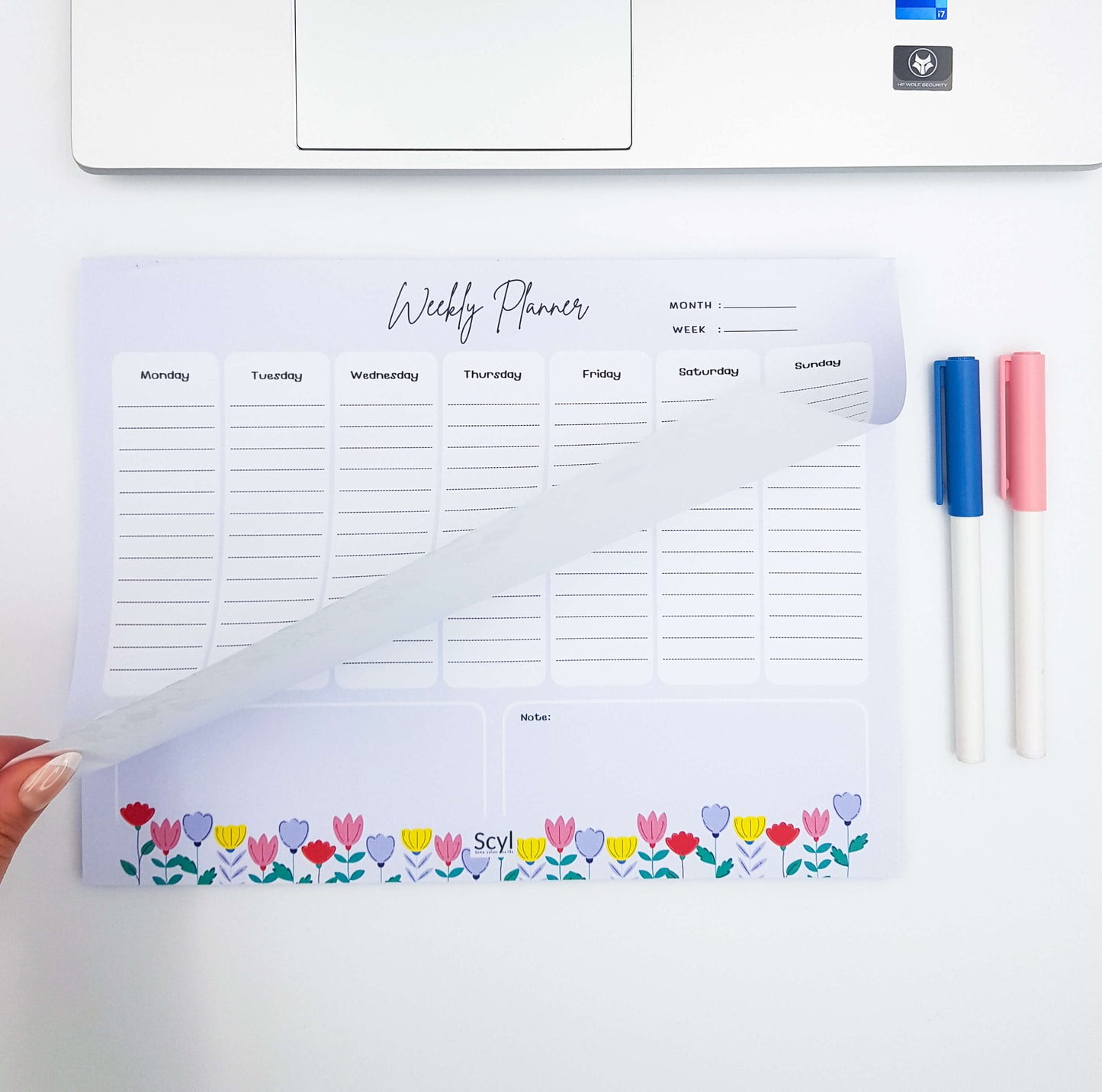 Floral Garden Weekly Planner - Blue