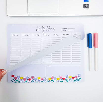 Floral Garden Weekly Planner - Blue
