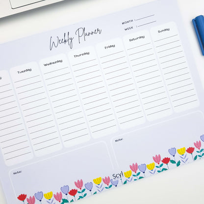 Floral Garden Weekly Planner - Blue