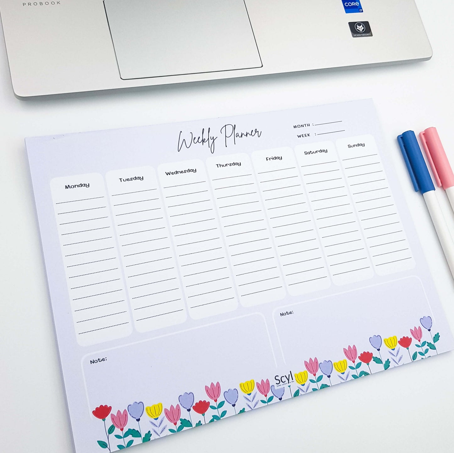 Floral Garden Weekly Planner - Blue