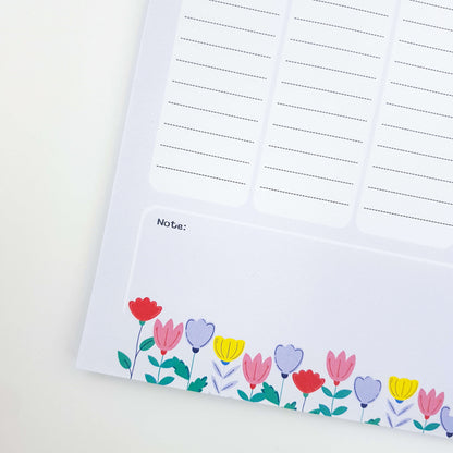 Floral Garden Weekly Planner - Blue