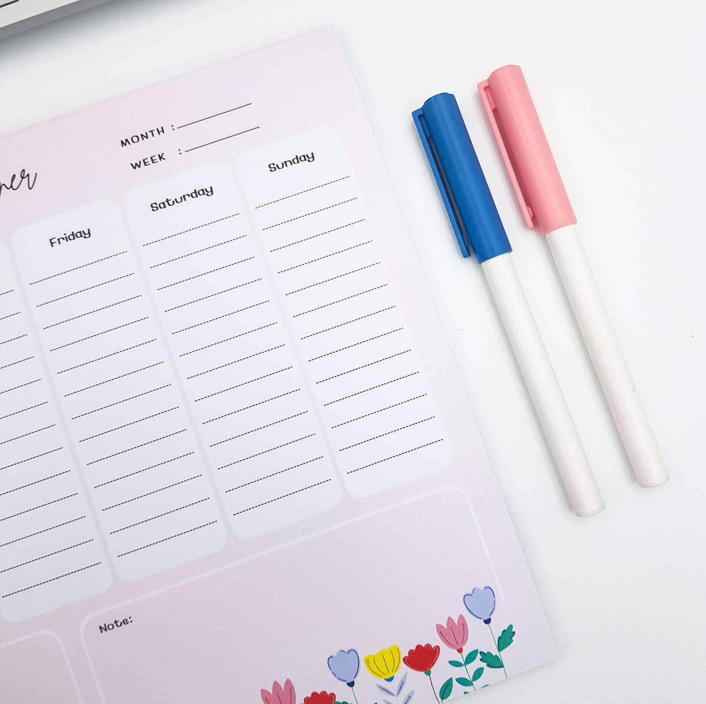 Floral Garden Weekly Planner - Pink