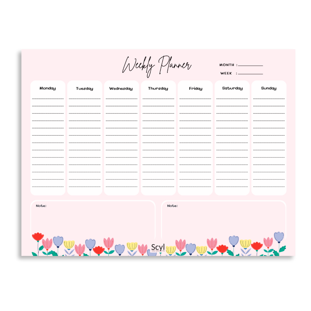 Floral Garden Weekly Planner - Pink