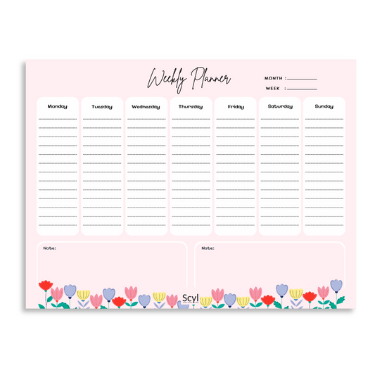 Floral Garden Weekly Planner - Pink