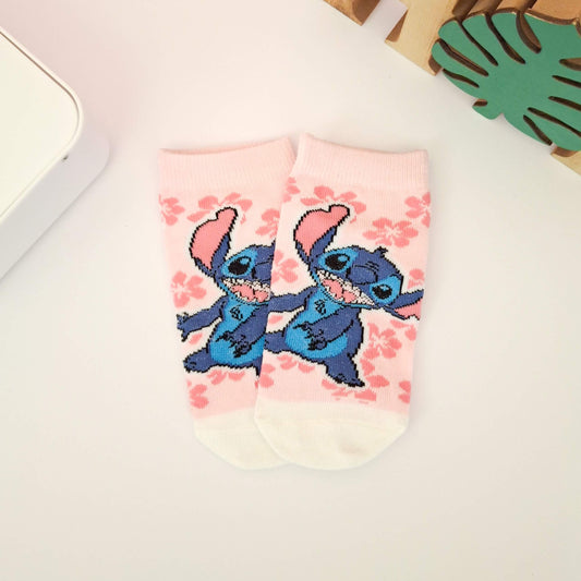 Floral Pink Stitch Socks - Age 7-9