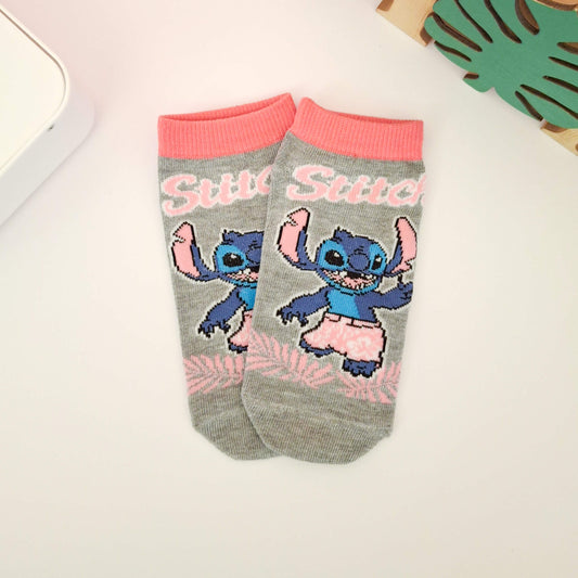 Grey & Pink Stitch Socks - Age 7-9