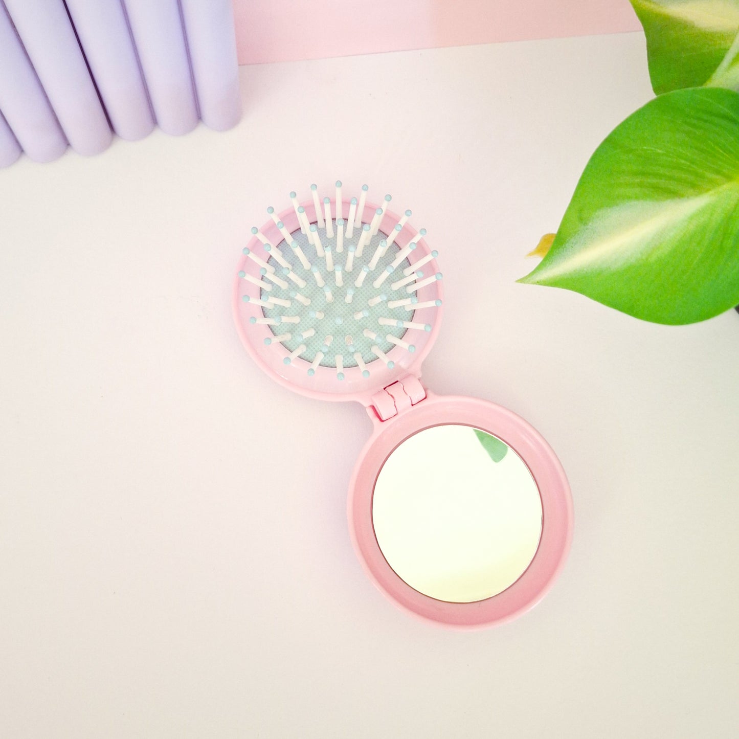 Pink Labubu Mirror with Brush