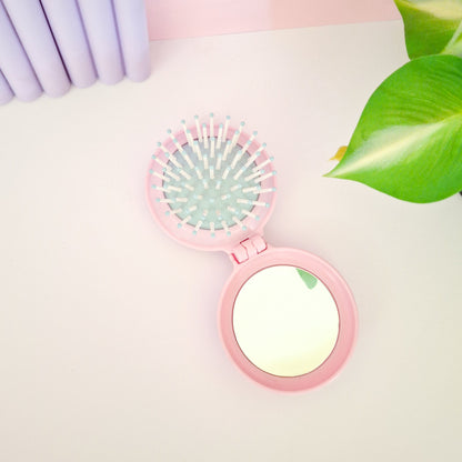 Pink Labubu Mirror with Brush