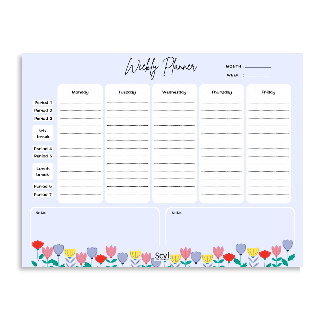 Teacher Planner - Floral Garden Blue
