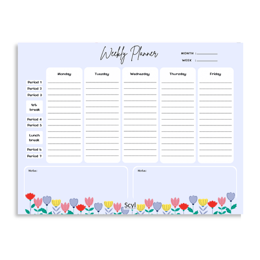 Teacher Planner - Floral Garden Blue
