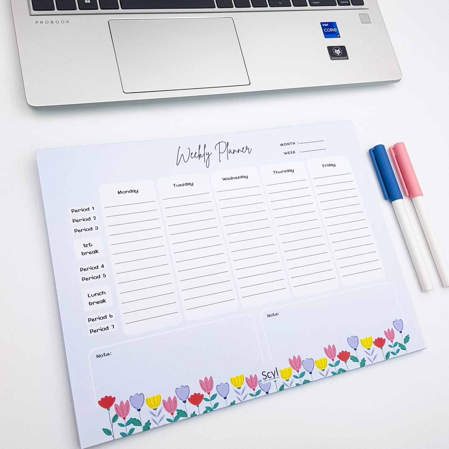 Teacher Planner - Floral Garden Blue