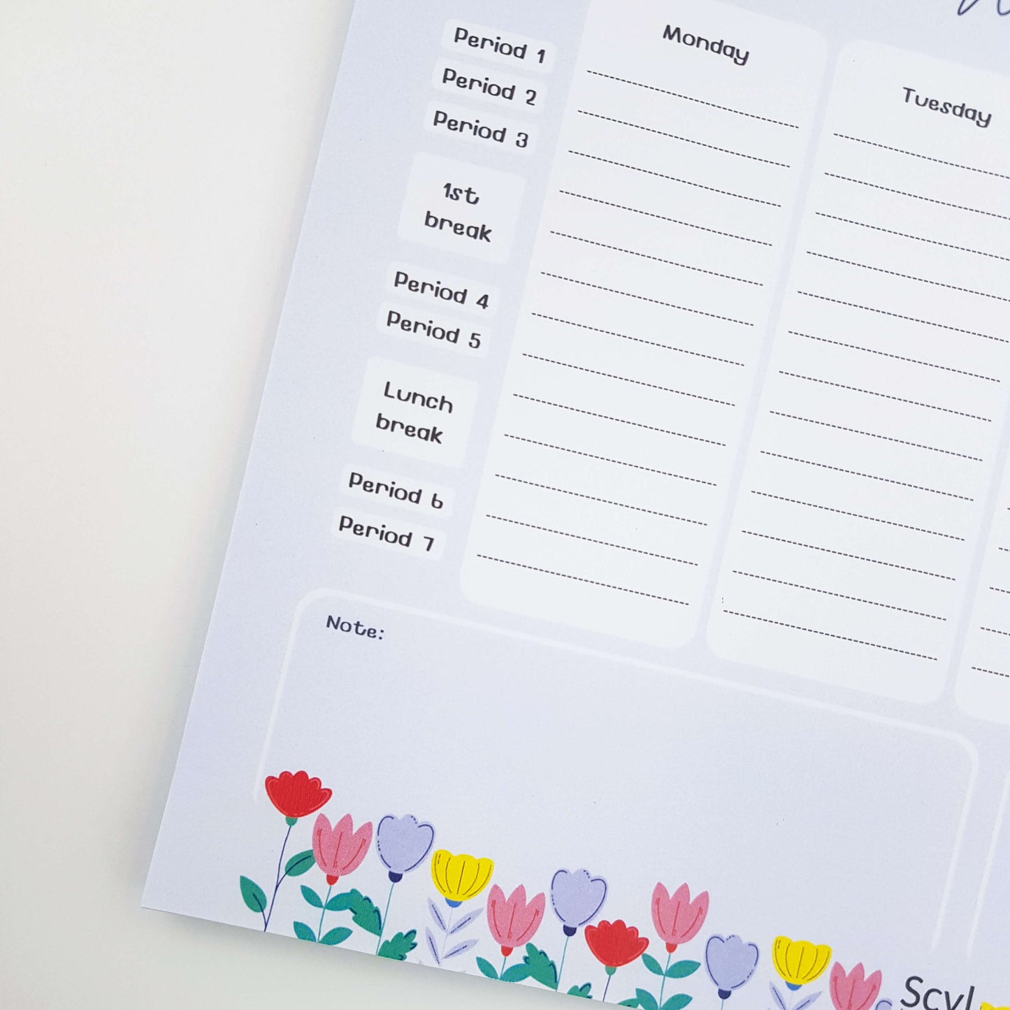 Teacher Planner - Floral Garden Blue