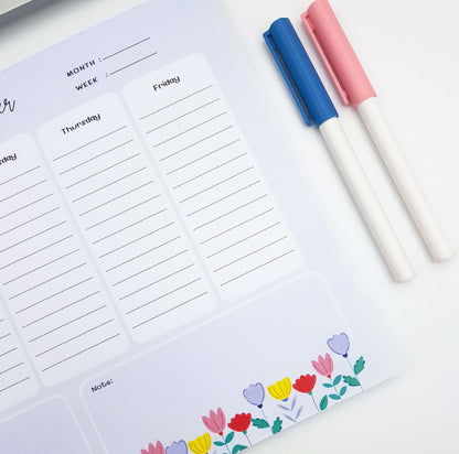 Teacher Planner - Floral Garden Blue