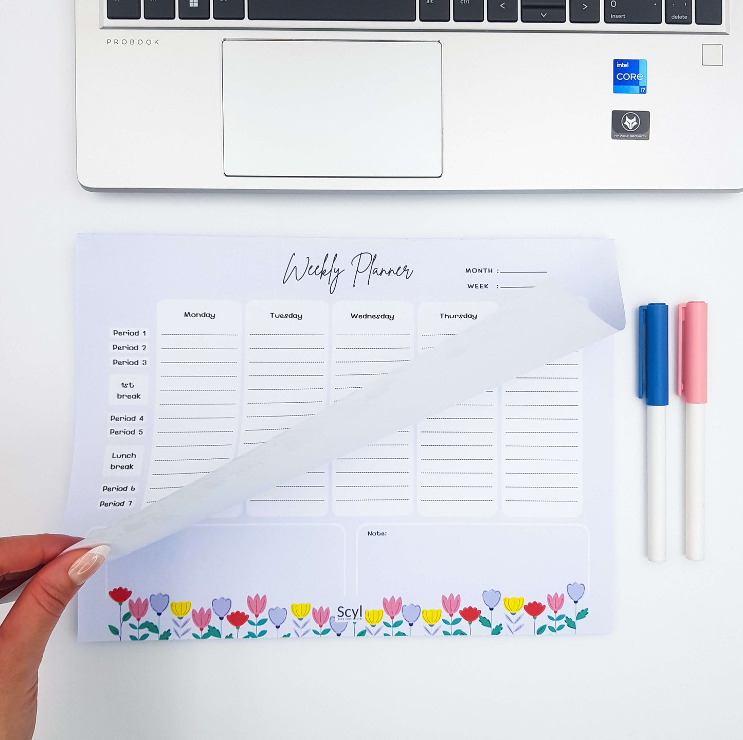 Teacher Planner - Floral Garden Blue